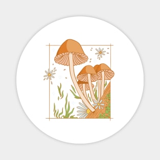 Cottagecore Aesthetic Mushrooms and Frog Magnet